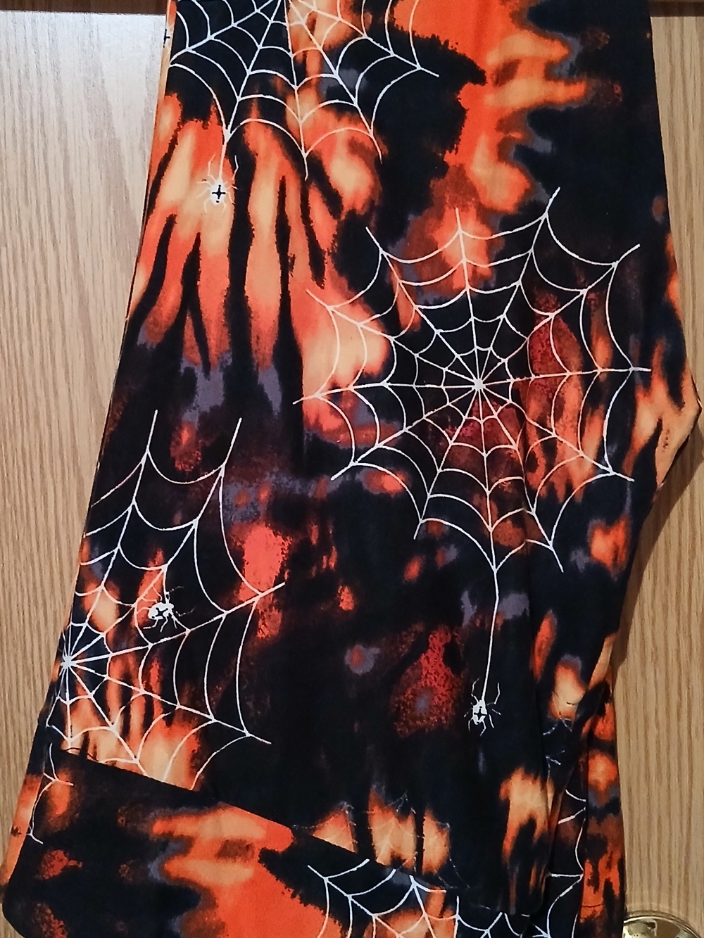 No Boundaries Orange & Black Spiderweb Tie-Dye Leggings Size XXXL (21) Bright